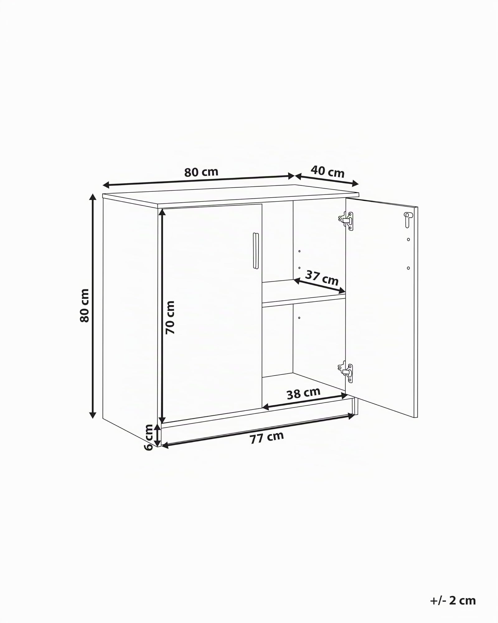 Beliani Petite Armoire à 2 Portes Gris et Blanc 80 cm en Panneaux Particules de Bois Zehna