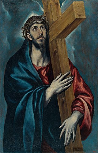 Cuadro El Greco Cristo con la Cruz enmarcado, pintura religiosa mate 2