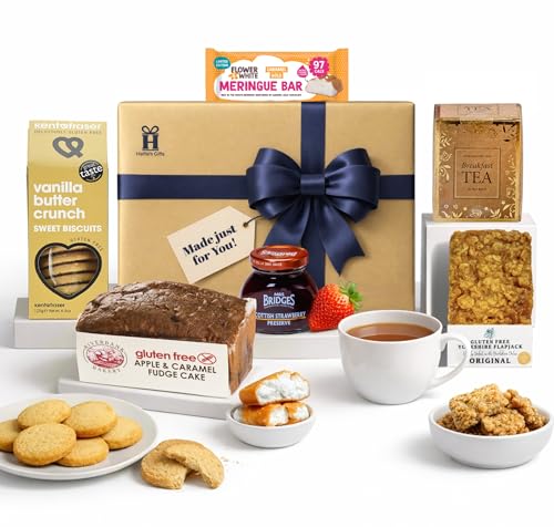 Gluten Free Afternoon Tea Hamper Luxury Cake Hamper with Sweet Selection Flapjack Biscuits & Meringue Bar Coeliac Gifts for Women & Men Hatties Gifts
