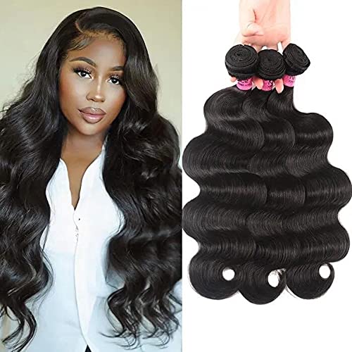 Image of UNice Hair Icenu Series 10A Brazilian Body Wave Virgin Hair 3 Bundles 100% Human Hair Weave Extensions Natural Color 95-100g /piece (10 12 14)