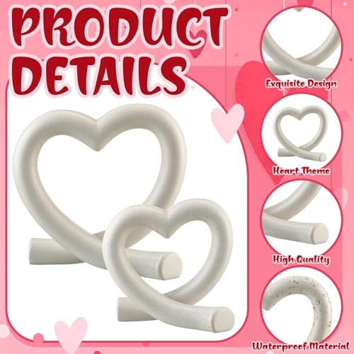 Set de 2 esculturas modernas de corazón de resina beige miniatura 4