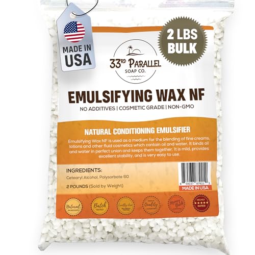 Non-GMO Emulsifying Wax NF Pastilles (2 LBS / 32 OZ) 100% Natural Plant Derived | For Lotions Creams Soap Making Hair Products | Cosmetic Grade | Product of USA | 2 POUNDS
