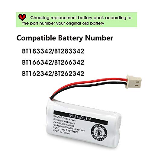 Kruta BT162342-2-USA Bt262342 Cordless Phone Batteries Compatible With Bt183342 Bt283342 Bt166342 Bt266342 Vtech Cs6114 Cs6419 Cs6719 At&T El52300 Cl80111 Handset Telephone thumb #4