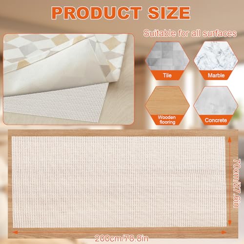 Miniatura 2 de Farerkass Alfombrilla Antideslizante Para Alfombra, 70 X 200 Cm, Antideslizante, Recortable, Alfombrilla Antideslizante Para Cajón De Coche Blanco