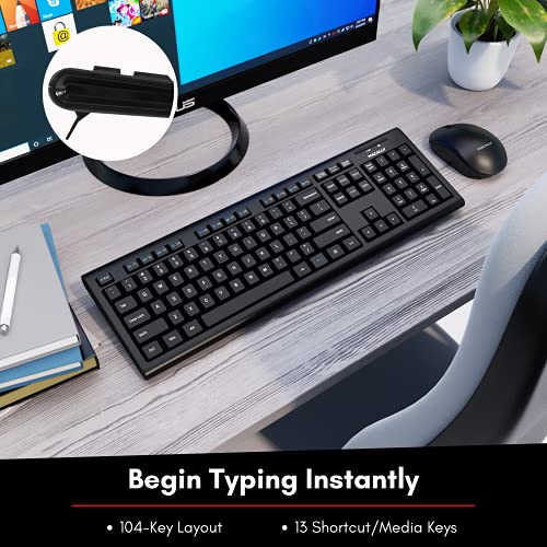 Macally Wireless Keyboard and Mouse Combo, 2.4G Full Size Wireless Mouse and Keyboard Combo for PC, Desktop, Laptop, Notebook, ChromeBook - Ultra Slim Cordless Computer Keyboard Mouse Set