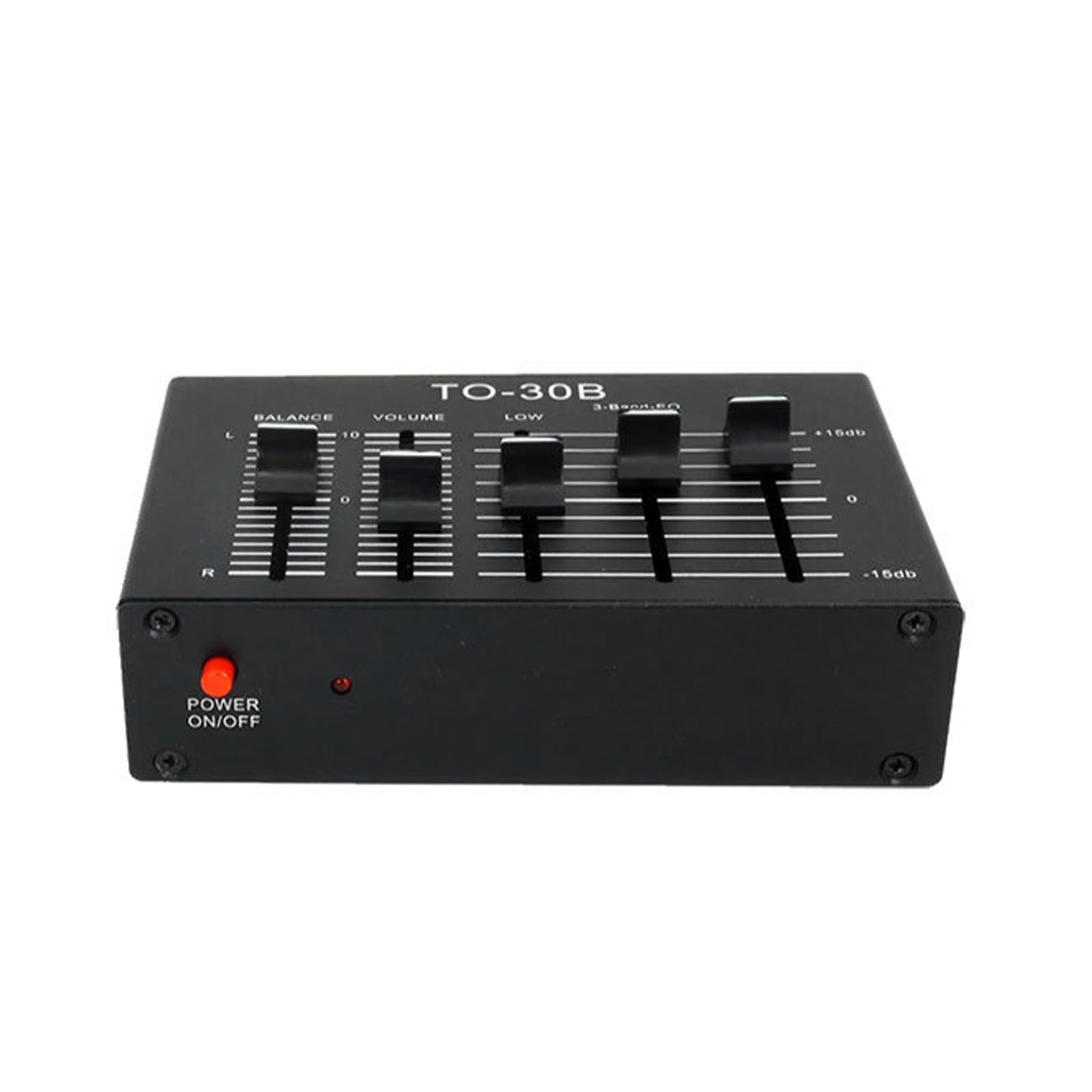Amplificateur sonore compact en métal avec fiches phono et volumes réglables - Entrée et sortie