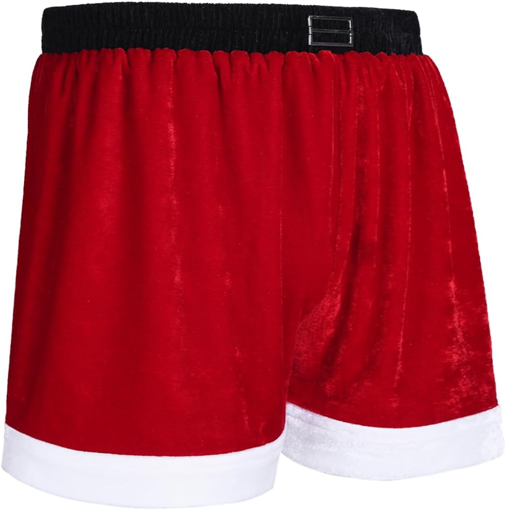 Men's Christmas Xmas Boxers Velvet Santa Claus Flannel Shorts Underwear Holiday Trunks Underpants