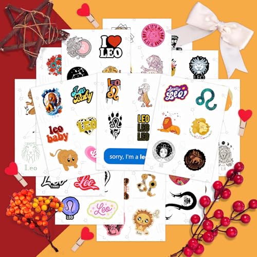 Image of 100Pcs Leo Stickers (Zodiac) for Water Bottle and Laptop - Leo Party Favors & Decorations, Waterproof Vinyl Astrology Decals, Gifts for Women & Men