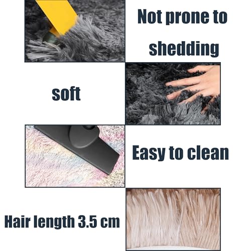 Tapis Shaggy Rose 130x260 cm à Poils Longs Lavable et Antidérapant - 6