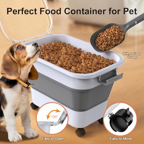 Dog Food Storage Container, 20-23 Lbs Collapsible Dog Food Container with Transparent Airtight Lid, Wheels and Scoop, Travel Pet Food Storage Container for Cat, Dog and Bird, Keep Dry Food Fresh - Image 4