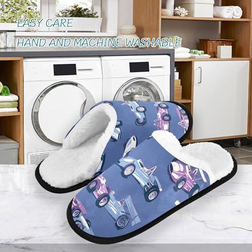 Boccsty Retro Blue White Race Car Spa Slippers Truck House Shoes Memory Foam Indoor Outdoor Home L for Men Woman3