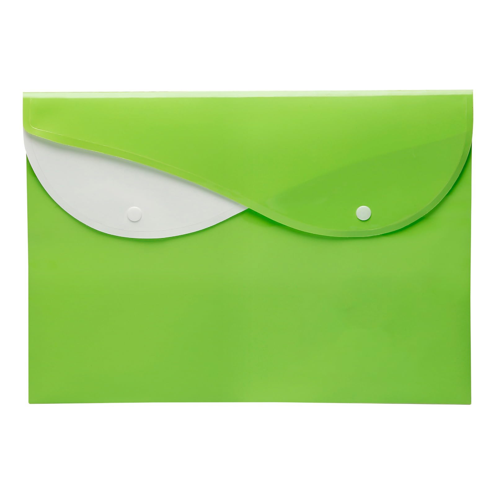 Pack of 10 - A4 Envelope File, Dual Pocket Stud Wallet, Easy Slide Files, Plastic Document Folder, Report Covers, Document File Paper Organiser for Home School Office (Dual Pocket, Green)