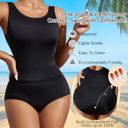 Swimwear Period for Teens - Women's One Piece Leakproof Bathing Suits for Girls with 15ml Absorbent Pad2
