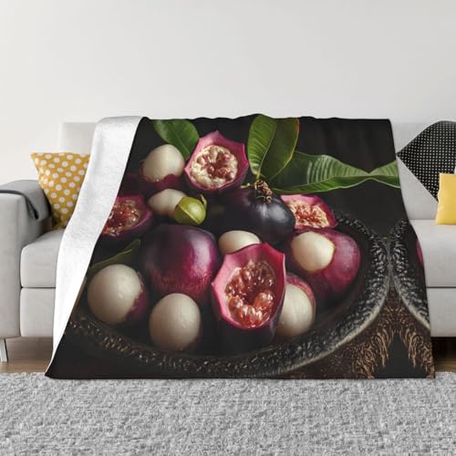 GGsdaf Manta de franela Purple Mangosteen de 80 x 60 pulgadas, tamaño King, adecuada para camas y sofás, lujosa microfelpa, cómoda y cálida