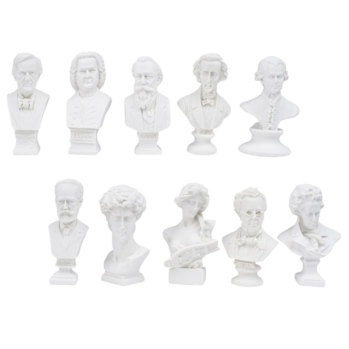 Bustes décoratifs miniatures en résine lot de 10 figurines blanches statuette