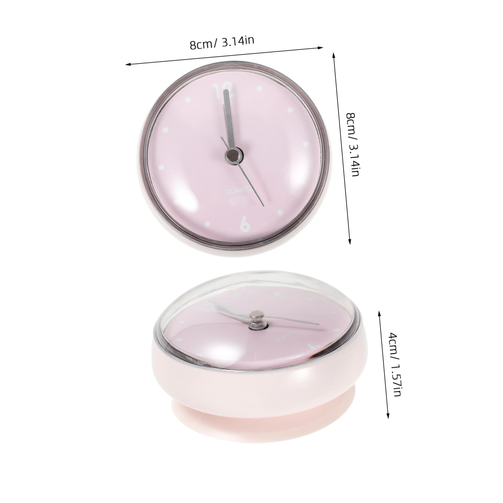 FUNOMOCYA 2pcs Modern Bathroom Wall Clock Battery Operated Small Wall Suction Cup Decor Shape for Shower