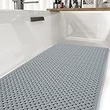 tchdio Extra Long Bathtub Mat Non Slip 40x16 inch, Shower Mat with Strong Suction Cups and Drain Holes, Machine Washable Bath Tub Mat for Baby and Elderly, Bath Mat for Tub Non Slip Shower Floor Mat
