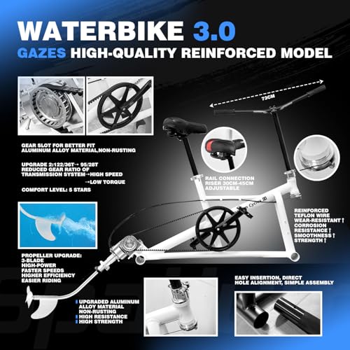 OTELETE Inflatble Water Bike for Lake Ocean 3.0 Water Bicycle for Adults with 3-bladed Propeller Pedal Boats Inflatable Pontoon Mat for Leisure & Entertainment Rental Business,Dark Blue