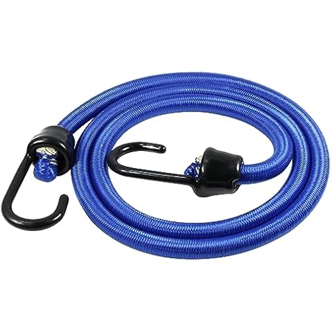 Joneaz 36 inch Bungee Cords with Hooks Heavy Duty, 4 Pack and Blue Color Cord, Marine Grade Hooks with Plastic Coating Process Cover