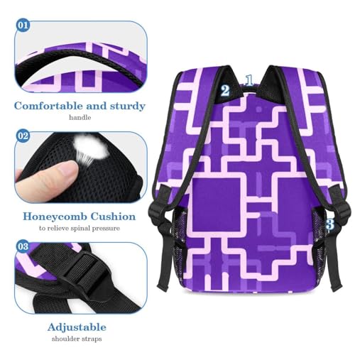 Sac à dos avec trousse pour étudiants actifs | Compagnon de voyage géométrique - 4
