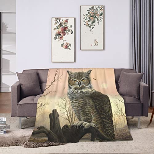 Owl Flannel Blanket Soft Lightweight Winter Throw Blanket Women Men Cozy Warm Lap Blanket For Office Home 60 X 50 Inches #TOP5