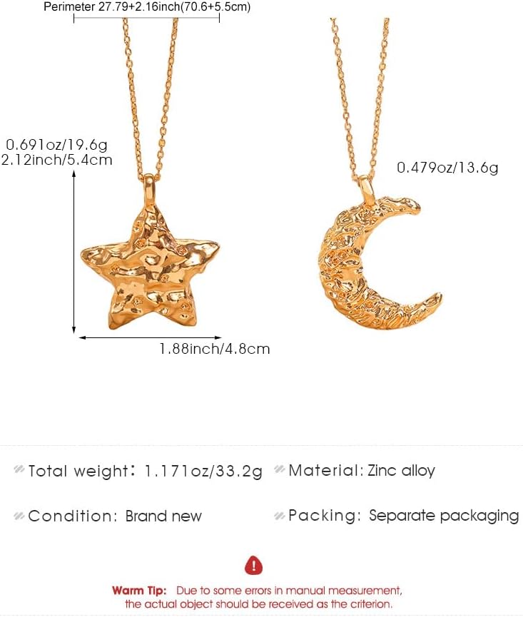 Chunky Star Pendant Necklace Sliver Long Gold Big Star Necklace Large Five Pointed Stars Necklaces for Women Statement Jewelry - Image 8