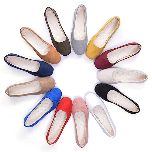 Image of ChaiRong Zhou Women Square Toe Ballets Flats Comfort Slip On Walking Shoes for Driving