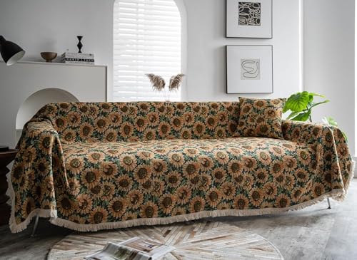 Housse de canapé réversible en chenille protectrice anti-usure 4 places