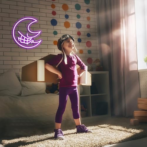 Image of Anime-Inspired Evil Moon LED Neon Sign - Gift for Gamers, Gaming Room Decor, Cool Room Light for Bedroom, Living Room, Party (13 * 13.8In)