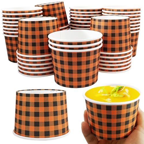 50 Pcs Fall Cups Disposable Fall Paper Bowls Thanksgiving Ice Cream Cups Fall Soup Bowls Fall Paper Cups Fall Snack Bowls