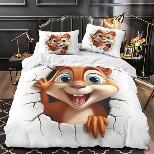 Housse de couette Souris en microfibre pour lit double avec taies