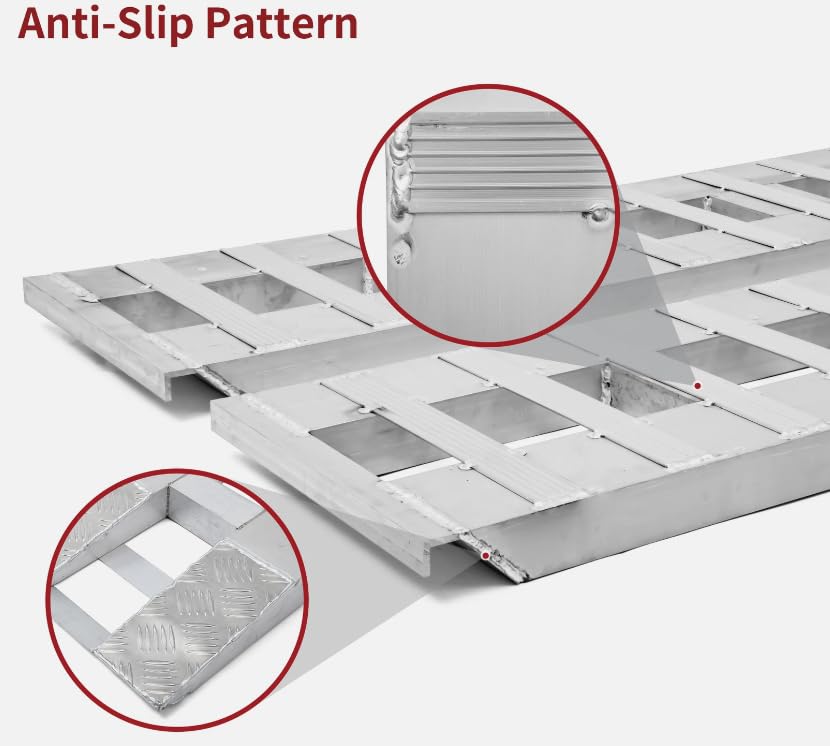 Rampas de aluminio para remolque de 60" x 12", capacidad de carga de 6000 lb, con extremo en gancho, 2 unidades miniatura 3