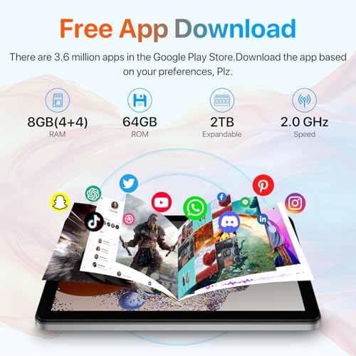 Image of UMIDIGI G1 Tab Tablet 2025, 8(4+4) GB+64GB 1TB Expand, 5G /2.4G WiFi, 10.1 inch HD Premium Silk-Feel Design Tablet up to 2.0 GHz, 6000mAh, Dual Camera,BT,1280 * 800 with Stereo Dual Speakers