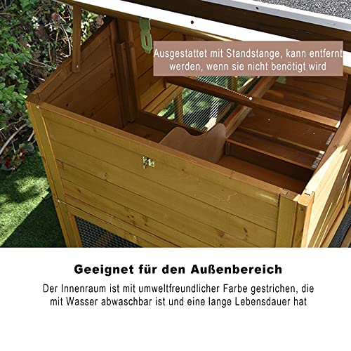ZAZOLI Hühnerstall Holz Hühnerhaus, witterungsbeständig Hühnerkäfig mit Nistkasten, Abschließbare Tür, ausziehbarem… – Bild 6