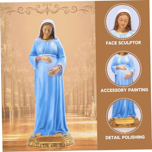Estatua Virgen María Embarazada 21.3x8.2x8.2 cm Resina miniatura 4