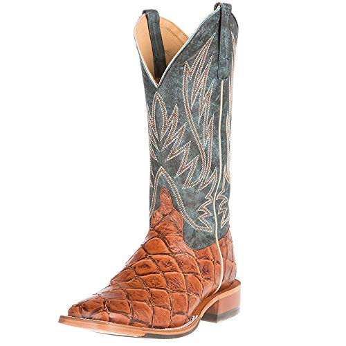Horsepower Mens Cognac Filet of Fish Seas The Day Top Cowboy Boots Brown 9.5 EE