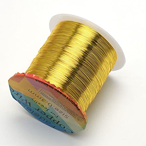 Fil de cuivre pour bijoux doré 0,5 mm - Bobine longue de 110 m