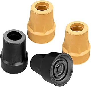 4 puntas de goma de repuesto resistentes para bastones y andadores, antideslizantes, tapas todo terreno, ajuste universal de 3/4 pulgadas, color negro y amarillo