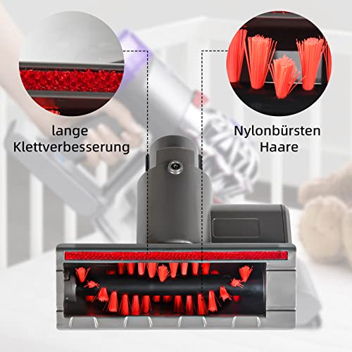 mini Turbinendüse für Dyson V7 / V8 / V10 / V11 / V15 Staubsauger, Quick Release Bürstenrolle für Sofa, Autositz, Sessel, entfernt Milben und Allergene