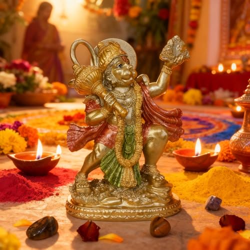 Estatua de Hanuman Dios Hindú con acabado dorado miniatura 2