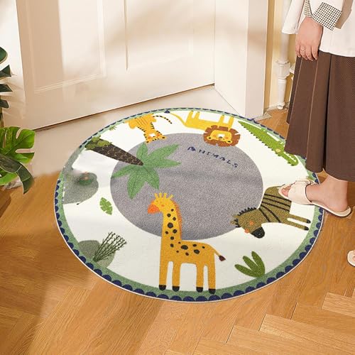 Tapis rond lavable imperméable 1m chambre enfant - 4
