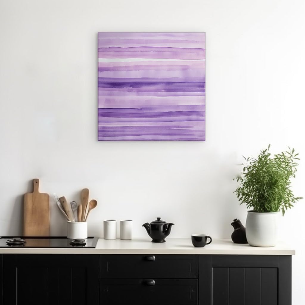 Canvas for Living room. Gradient Serenity in Purple Hues � A Watercolor Study of Line and Tranquility, 27 x 18 inch Canvas Wall Art - Contemporary Masterpieces - Modern Home Decor