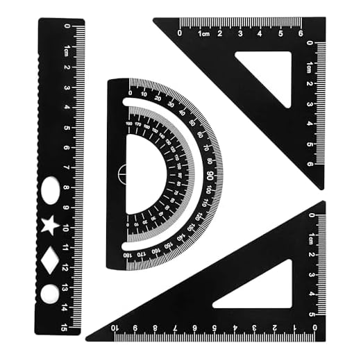 4 Piezas Set de Geometría Conjunto de Reglas de Aluminio Metal Recto Triángulo Herramienta Matemáticas Ruler 15cm Regla de Escala Juego para Estudiantes Arquitectos Ingenieros y Delineantes(Negro)