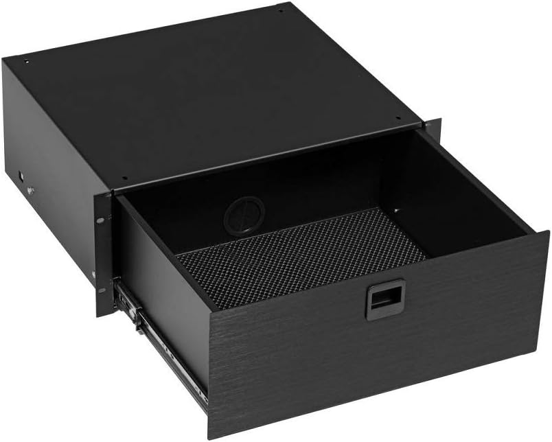 2 RU Enclosed Rack Drawer in Black (4U - 15.8 in. W x 14.5 in. D x 7 in. H)
