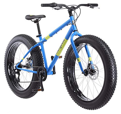Mongoose Dolomite Fat Tire Mountain Bike, for Men and Women, 26 Inch Wheels, 4 Inch Wide Knobby Tires, 7-Speed, Adult Steel Frame, Front and Rear Brakes, Light Blue by Mongoose - Used condition - US$383.92