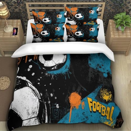 Housse de couette foot 3D graffiti 135x200 pour lit simple ado fille