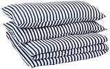Color: Azul Marino Amazon Basics - Juego de funda nórdica para edredón, diseño de rayas, 230 x 220 cm / 50 x 80 cm, Azul Marino