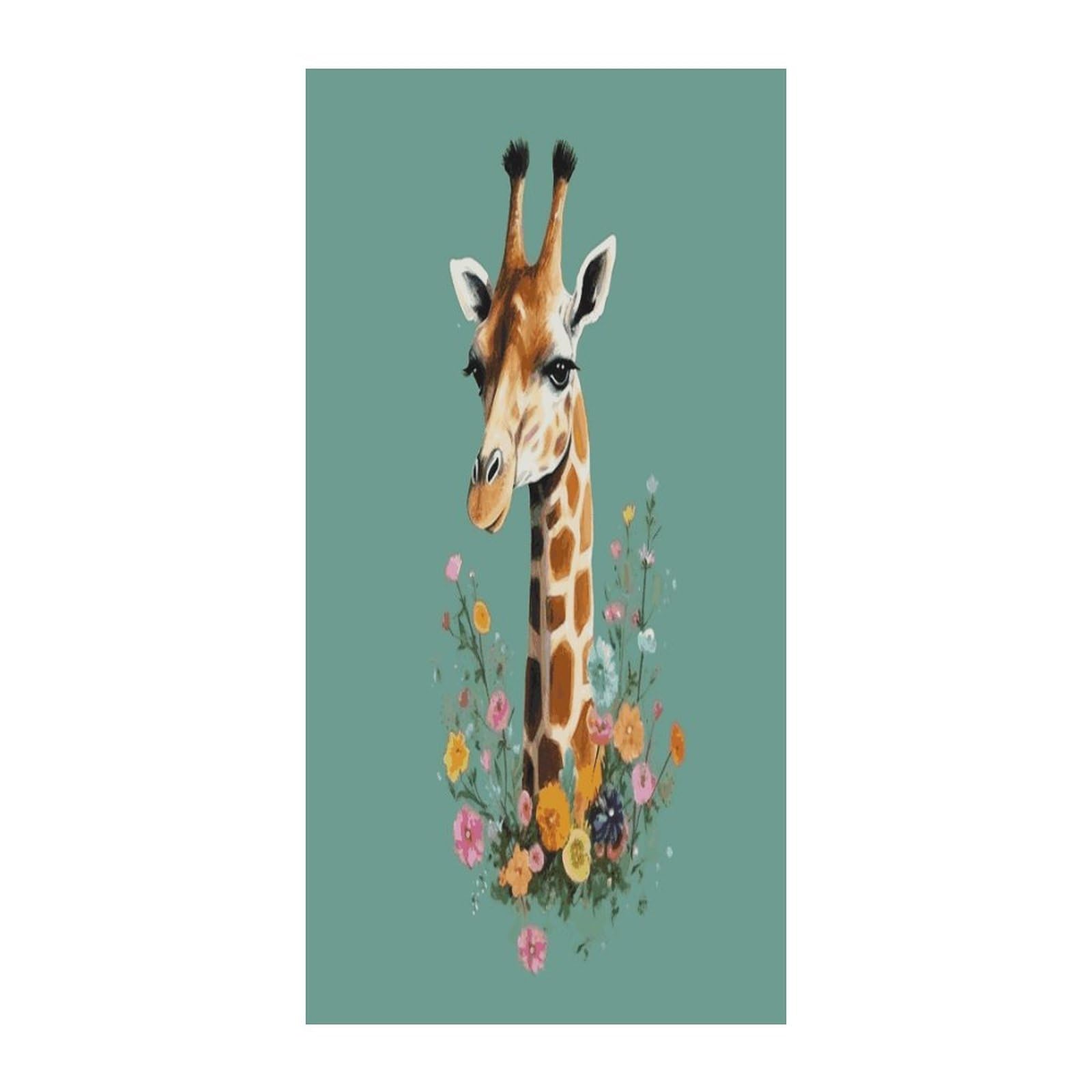 Fekiloot Style Giraffe With Flowers Door Curtain Room Divider Curtains