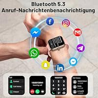 Smartwatch Herren Damen, 2026 HD 1,96" Fitnessuhr Smart Watch mit Telefonfunktion, 115+ Sportmodi Schrittzähler Armbanduhr, Herzfrequenz SpO2 Schlafmonitor, IP68 Wasserdicht Sportuhr für Android iOS – Ansicht 5