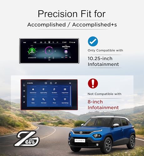 Image of ZEIR Screen Protector [2 PACK] For TATA PUNCH 2026 FACELIFT | Accomplished and Accomplished+S | 10.25 INCH INFOTAINMENT TOUCHSCREEN & DIGITAL STEERING GUARD || Anti Scratch | Water Resistant | HD Clear | High Touch Sensitivity | Punch 2026 Car Stereo Display Accessories 2025+ [Not Tempered Glass] (2 pcs [10'INFO+Steering])